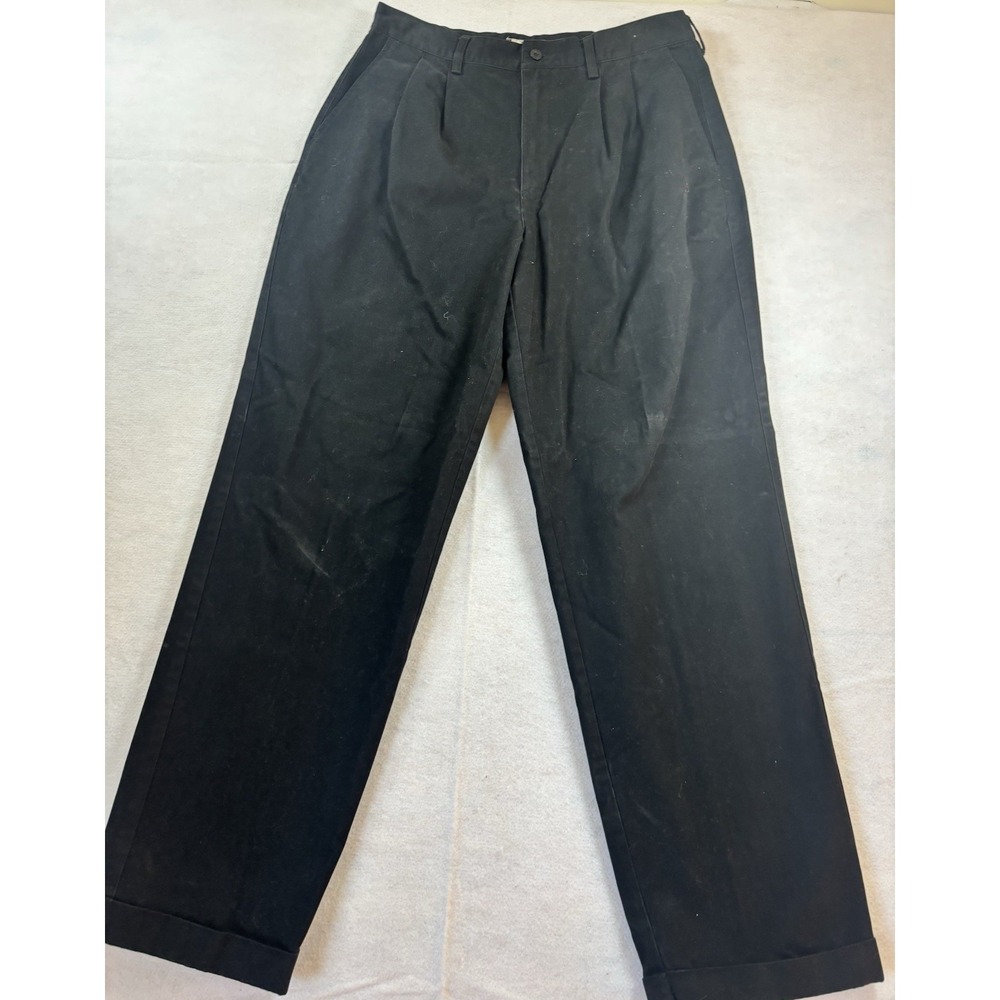 AUTHENTIC LAUNDERED KHAKIS Men's‎ 32x30 Black Pleated Cuffed Casual Pants